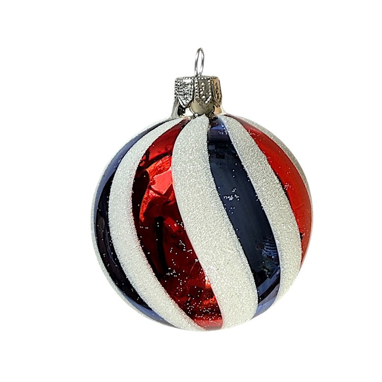 Kerstbal Swirl Rood-Wit-Blauw