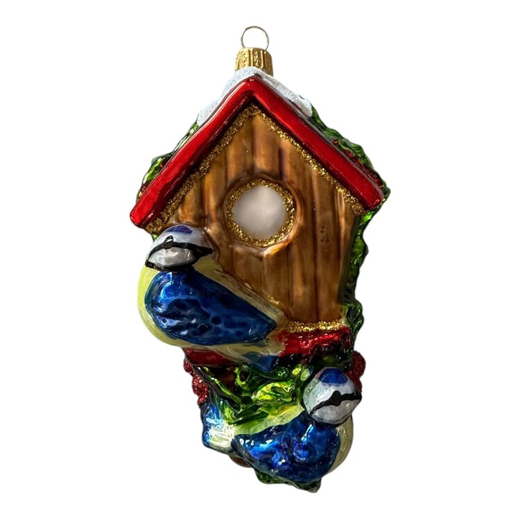 Kerstbal Vogelhuisje met Koolmeesjes