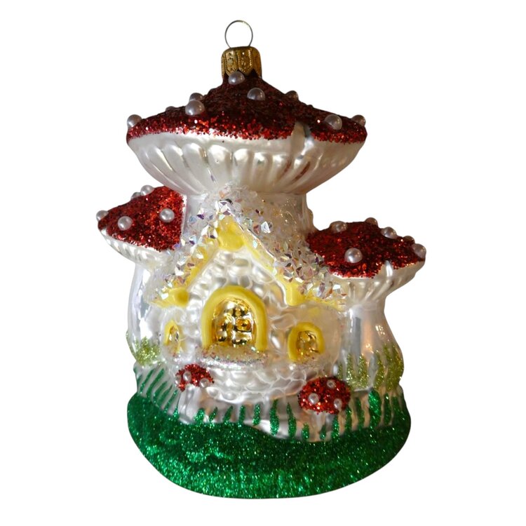 Christmas Ornament Mushroom House Shiny