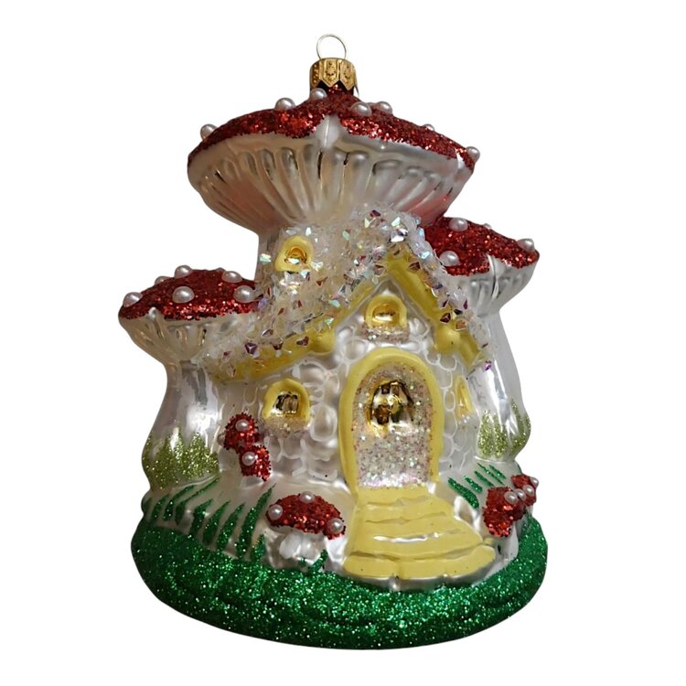 Christmas Ornament Mushroom House Shiny