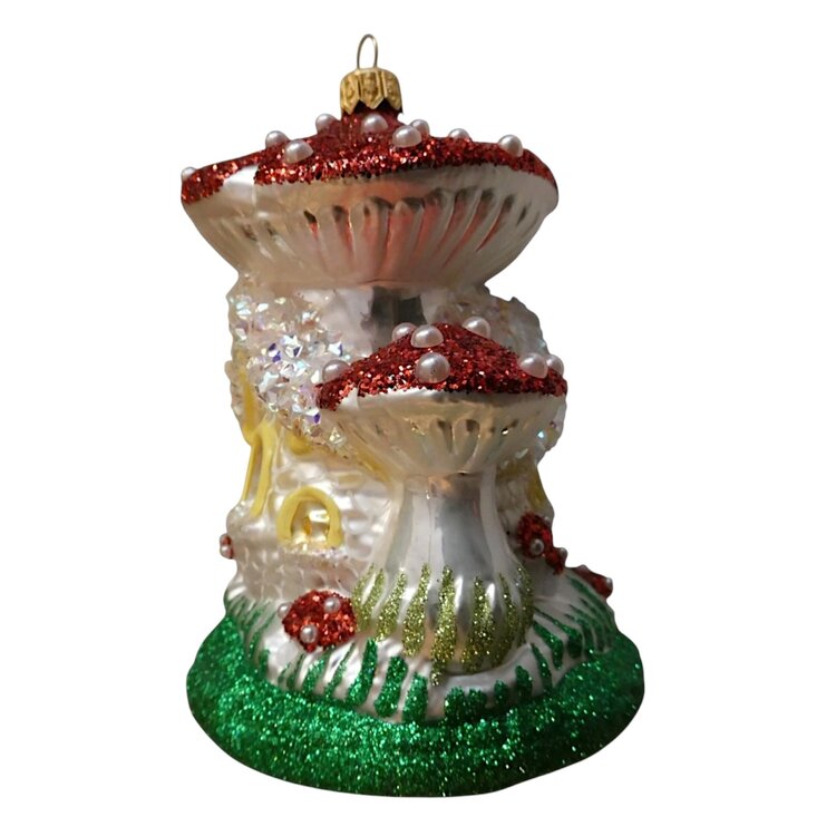 Christmas Ornament Mushroom House Shiny