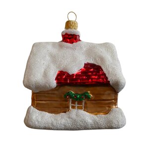 Kerstbal Besneeuwd Huisje