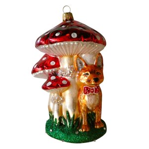 Christmas Ornament Mushroom with a Small Fox