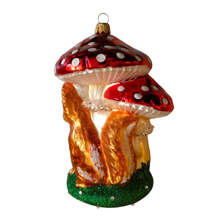 Christmas Ornament Mushroom with a Small Fox