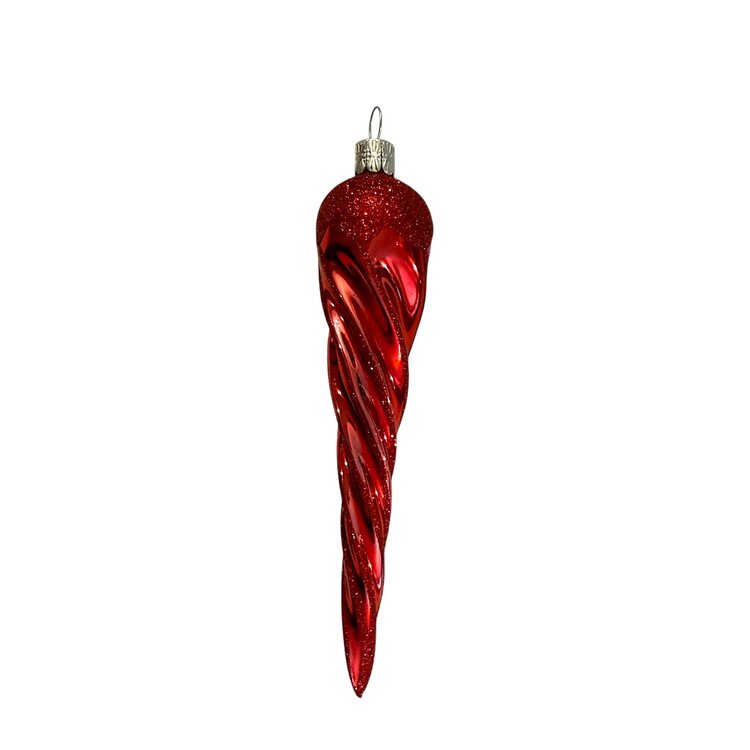 Christmas Ornament Icicle Red Shiny