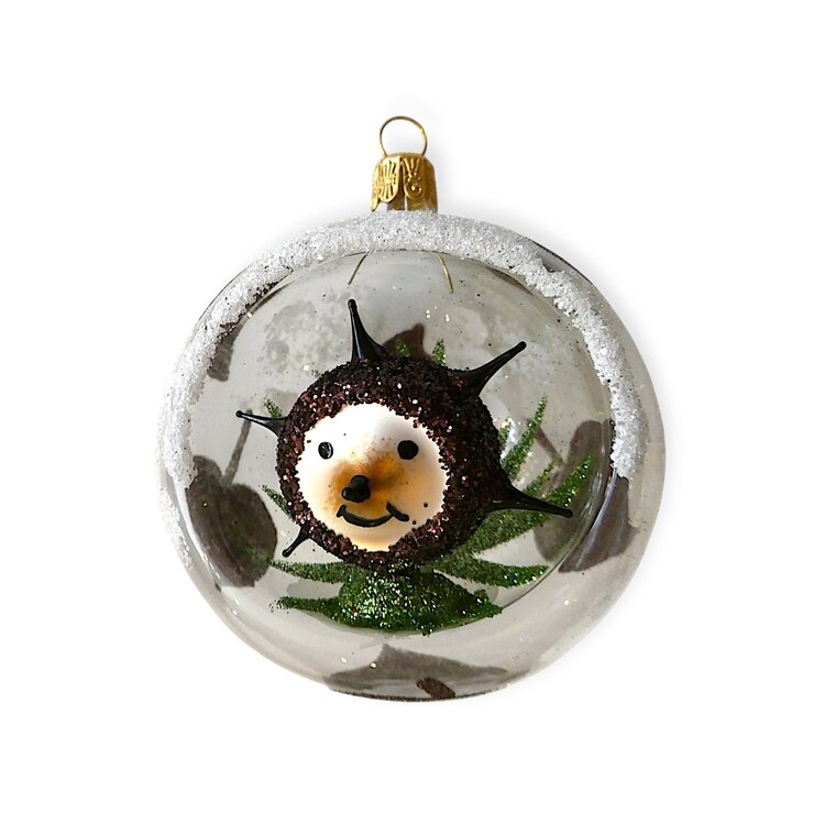 Kerstbal  Transparant met Egeltje