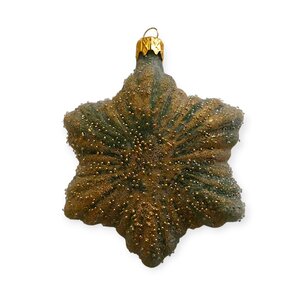 Christmas Ornament Gold=Green  Star Frosted