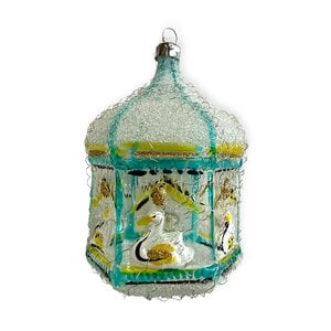 Kerstbal Vogelhuisje met Zwaantjes