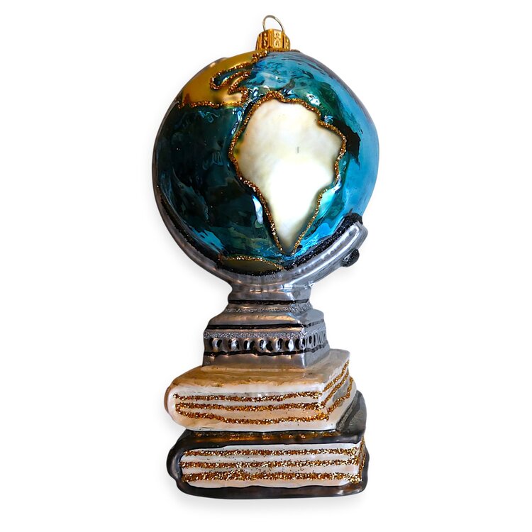 Kerstbal Globe op Boeken