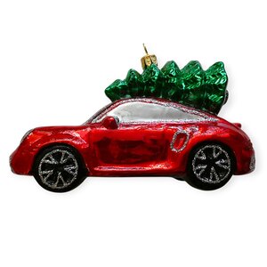 Kerstbal Rode Race Auto met Kerstboom