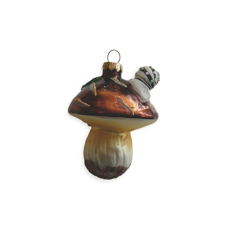Christmas Ornament Bay Bolete with Little Snail