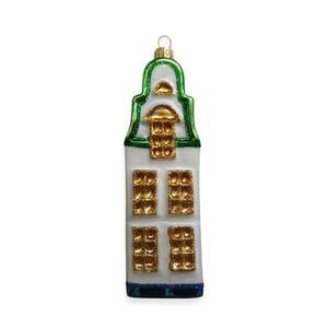 Christmas Ornament Small House White Red Door