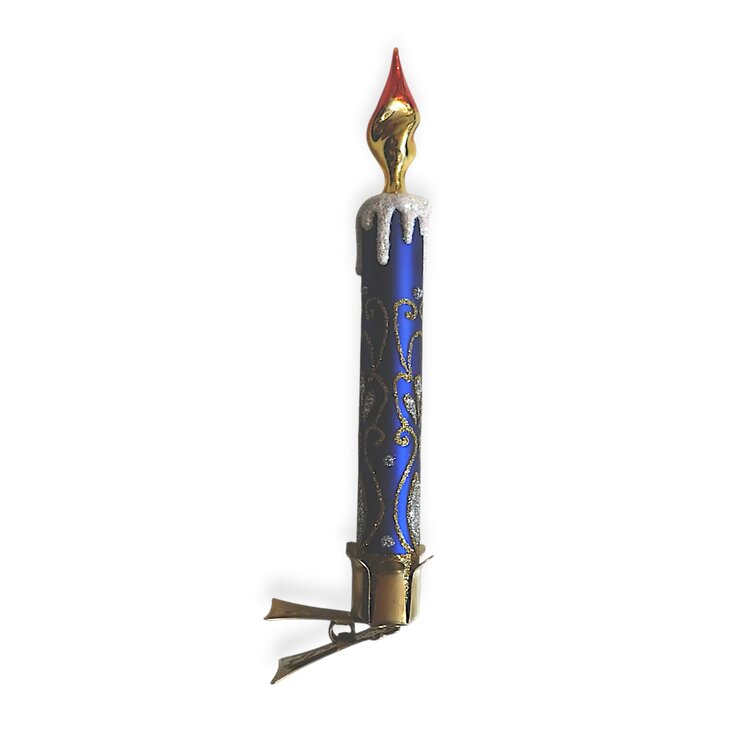 Kerstclip Klassieke Kaars  Kobalt Blauw