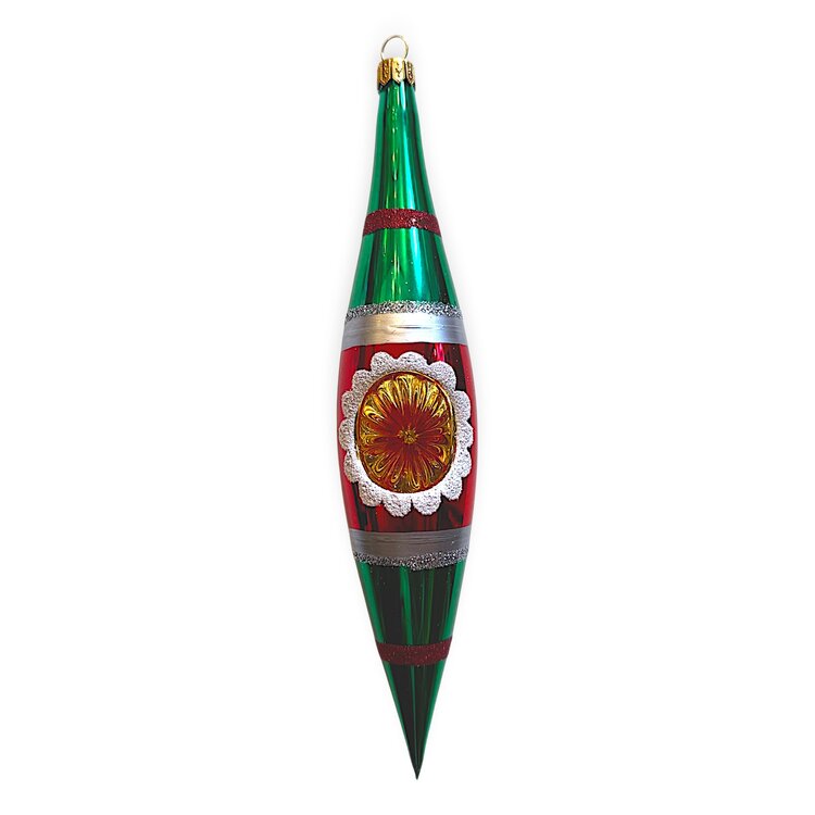 Christmas Ornament  Reflector Icicle Green-Red