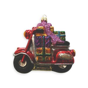 Christmas Ornament Red Scooter with Gifts