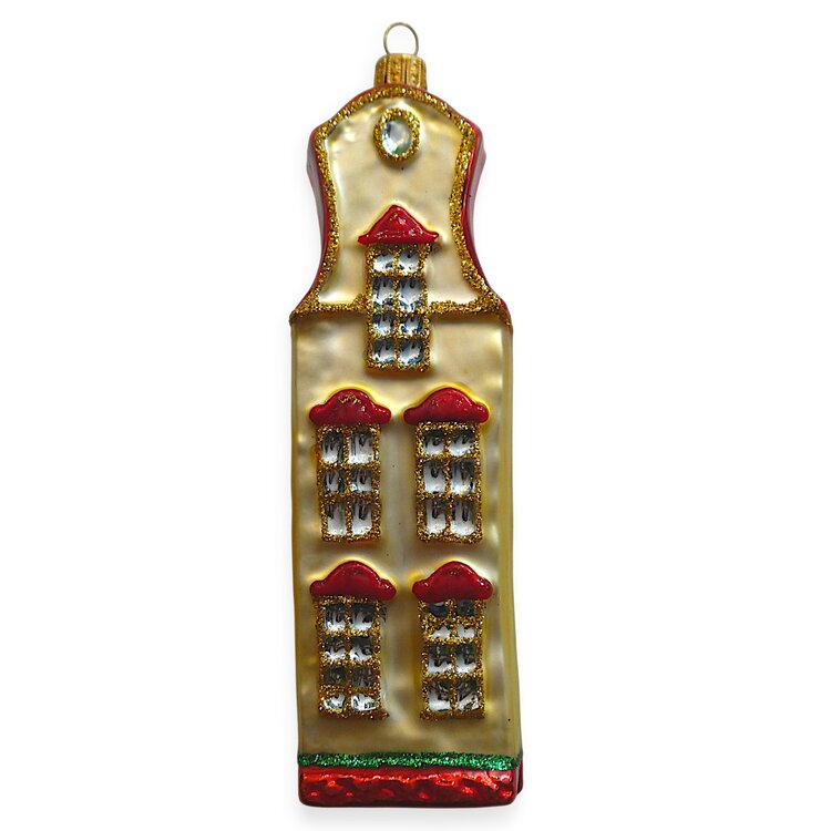 Kerstbal Huisje Goud