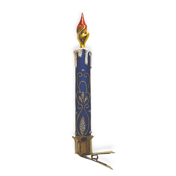 Kerstclip Klassieke Kaars  Kobalt Blauw