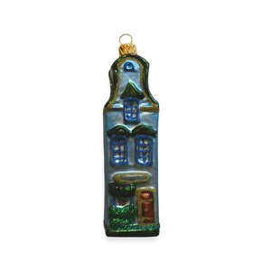 Christmas Ornament Small House Blue-Green