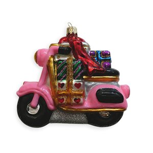 Christmas ornament Scooter with presents Pink