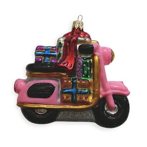 Christmas ornament Scooter with presents Pink