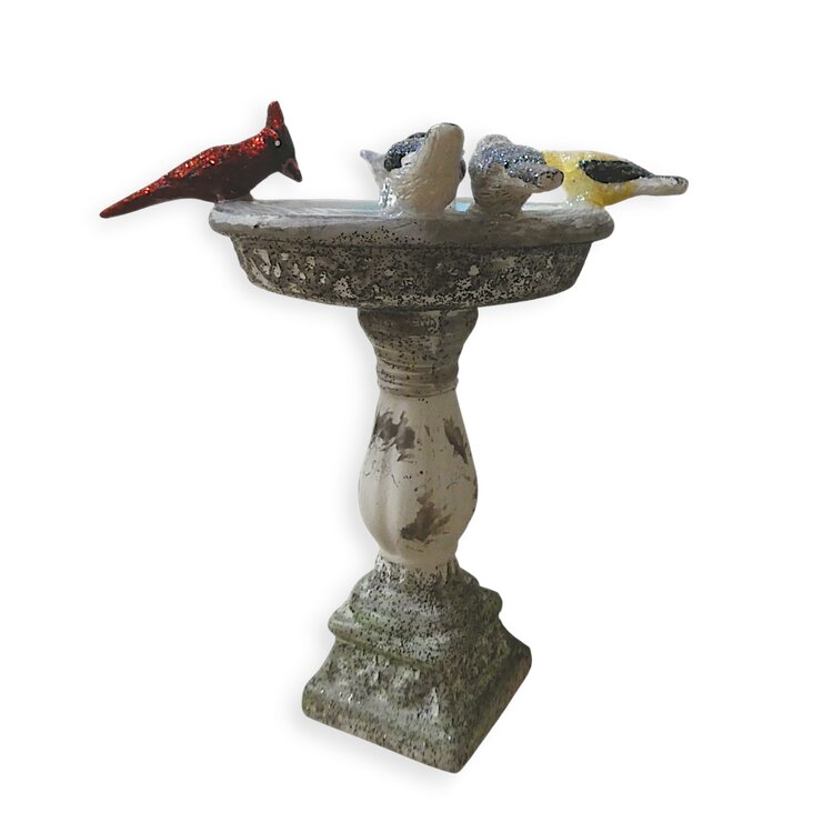 Kerstbal Vogelbad met Vogeltjes