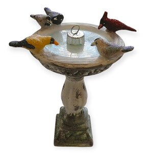 Christmas Ornament Bird Bath with Birds