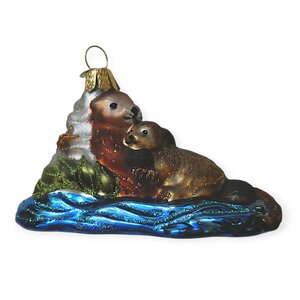 Christmas Decoration Otter with Pup
