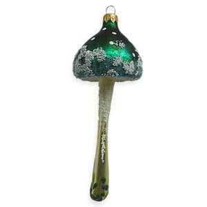 Kerstbal Paddenstoel Groen Witte Stippen