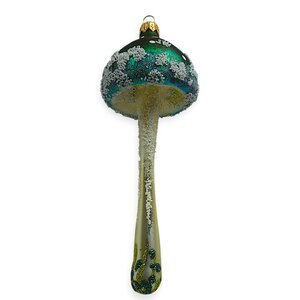 Kerstbal Paddenstoel Groen Witte Stippen