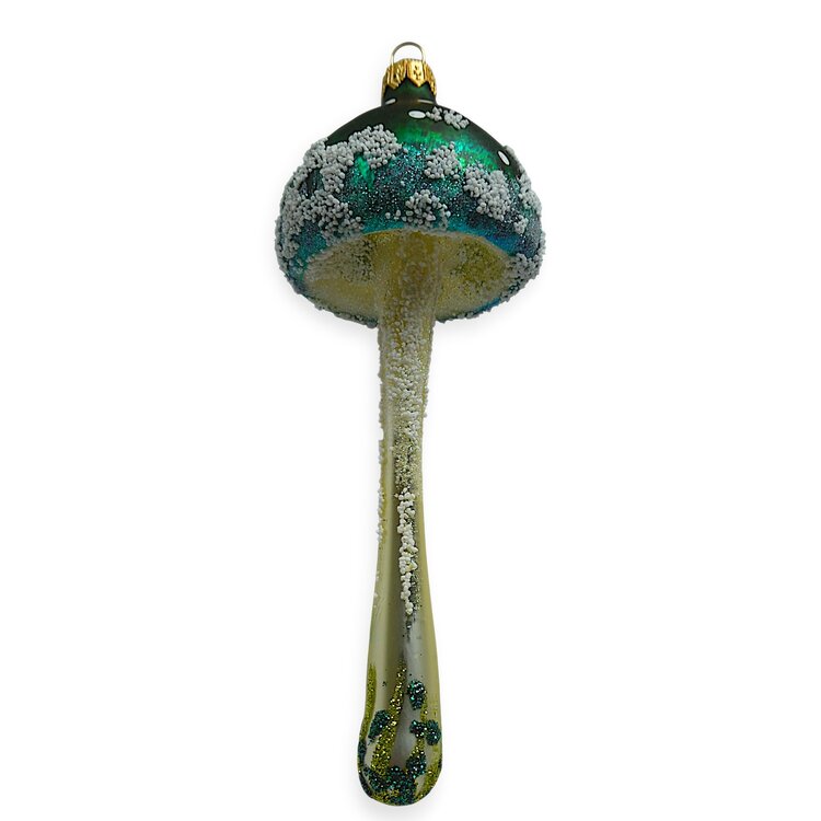 Christmas Ornament Mushroom Green White Dots