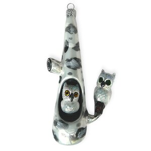 Christmas Ornament Two Little Owls in Birch