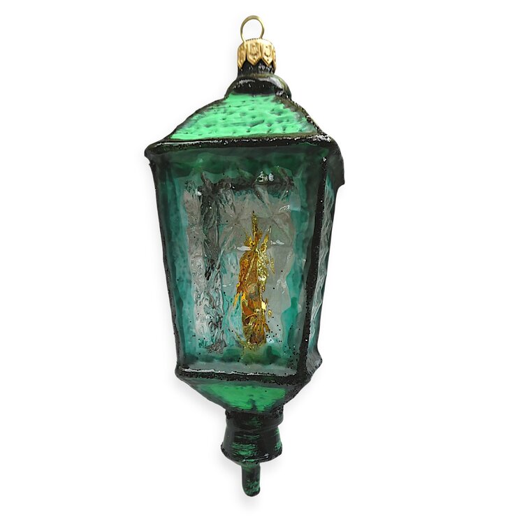 Christmas Ornament Green Lantern with Flame