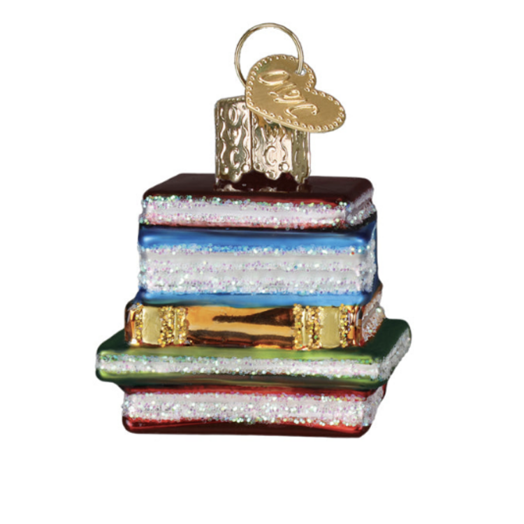 Christmas Ornament Stack of Books Mini