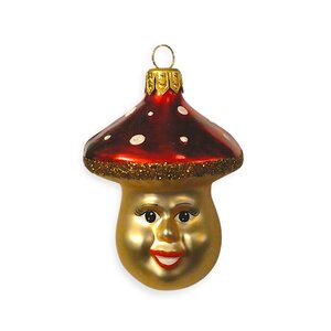 Kerstbal Paddenstoel Ventje Rood