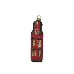 Kerstbal Klein Huisje Roze Zwart Dak