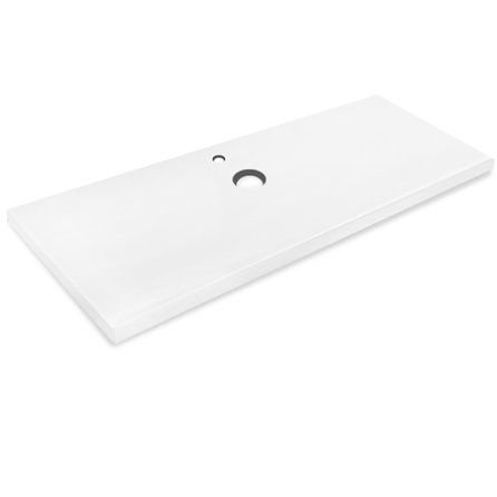 Waschtischplatte - Quarz-komposit poliert - Weiß - 2 cm stark - Kunststein Platte für Aufsatzwaschbecken - Quarz Komposit / Verbund - Nach Maß