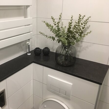 Fensterbank innen - Marmorkomposit poliert - Blaustein Optik - 2 cm stark - Innenfensterbänke (Fenstersims) Kunststein / Komposit - Agglo Marmor / Gussmarmor - Nach Maß