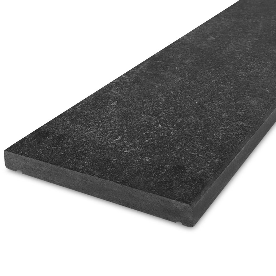 Mauerabdeckplatte - FLACH - 2 cm stark - Nero Assoluto Granit geflammt -  Kompositprofi