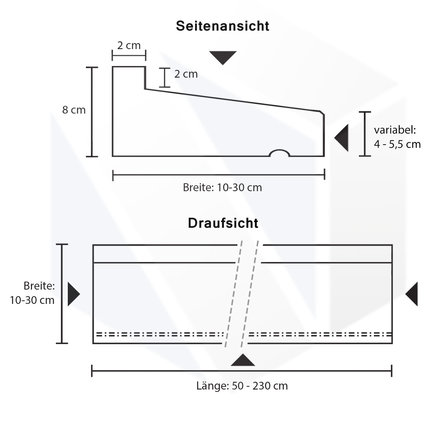 Fensterbank außen - mit SCHRÄGUNG - Belgischer Blaustein - leicht geschliffen - 8 cm stark - Tropfkante Außenfensterbänke (Sohlbank) - Naturstein - Nach Maß