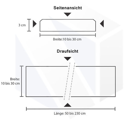 Türschwelle außen -  FLACH - Belgischer Blaustein (grob) geschliffen - 3 cm stark - Schwelle Außentür / Haustür / Eingangstür / Balkontür / Terrassentür - Naturstein - Nach Maß