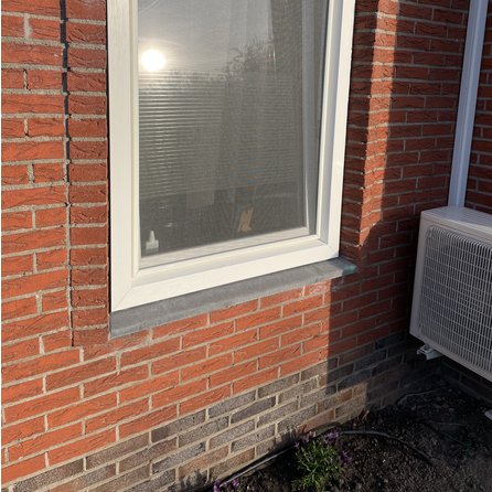 Fensterbank außen -  FLACH - Belgischer Blaustein (grob) geschliffen - 3 cm stark - Tropfkante Außenfensterbänke (Sohlbank) - Naturstein - Nach Maß