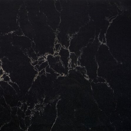 Waschtischplatte - Quarz-Komposit poliert - Marmor Optik Schwarz - 2 cm stark - Kunststein Platte für Aufsatzwaschbecken - Quarz Komposit / Verbund - Nach Maß