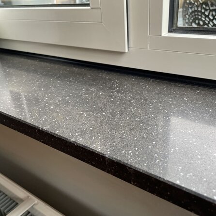Fensterbank innen - Marmorkomposit poliert - Blaustein Optik (dunkel) - 3 cm stark - Innenfensterbänke (Fenstersims) Kunststein / Komposit - Agglo Marmor / Gussmarmor - Nach Maß