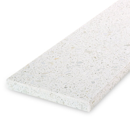 Fensterbank innen - Marmorkomposit poliert - Terrazzo weiß - 2 cm stark - Innenfensterbänke (Fenstersims) Kunststein / Komposit - Agglo Marmor / Gussmarmor - Nach Maß