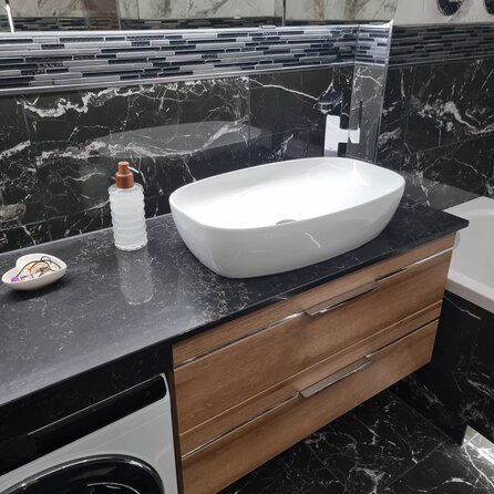 Muster / Materialmuster - Quarz-Komposit poliert - Marmor Optik Schwarz - 10x5x2 cm - Kunststein (Komposit) - Quartskomposit / Quarzverbund Muster / Materialmuster - Quarz-Komposit poliert - Marmor Optik Schwarz - 10x5x2 cm - Kunststein (Komposit) - Quartskomposit / Quarzverbund