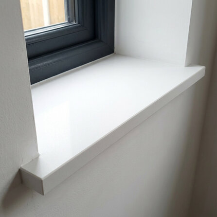 Fensterbank innen - Marmorkomposit - leicht geschliffen - matt weiß - 2 cm stark - Innenfensterbänke (Fenstersims) Kunststein / Komposit - Agglo Marmor / Gussmarmor - Nach Maß