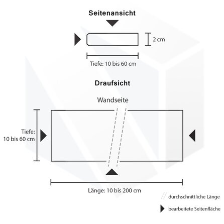 Waschtischplatte - Quarz-Komposit poliert - Naturstein Optik Grau - 2 cm stark - Kunststein Platte für Aufsatzwaschbecken - Quarz Komposit / Verbund - Nach Maß