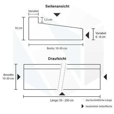Türschwelle außen - mit SCHRÄGUNG - Belgischer Blaustein - grob geschliffen - 10 cm stark - Schwelle Außentür / Haustür / Eingangstür / Balkontür / Terrassentür - Naturstein - Nach Maß