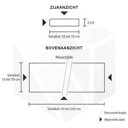 Wastafelblad kwartscomposiet - Marmerlook grijs - gepolijst - 2 cm dik - OP MAAT - Tablet / blad voor opzet wasbak / waskom - Quarts (Quartz) composiet - Grijze marmer optiek