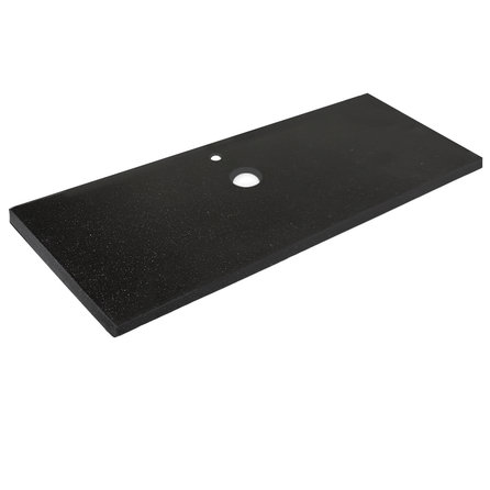 Wastafelblad kwartscomposiet - Zwart spikkel - gepolijst - 2 cm dik - OP MAAT - Tablet / blad voor opzet wasbak / waskom - Zwarte quarts (Quartz) composiet - subtiele natuursteen look met spikkels